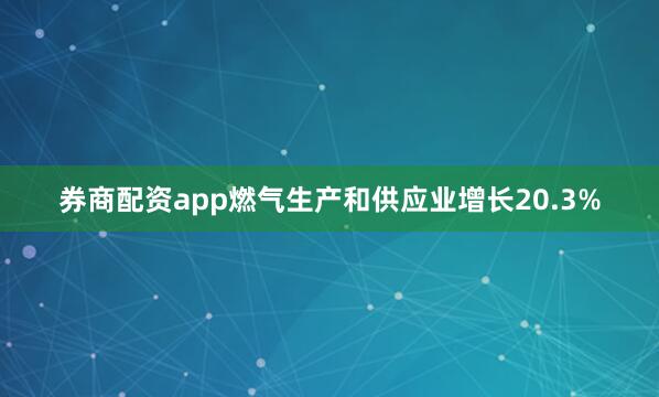 券商配资app燃气生产和供应业增长20.3%